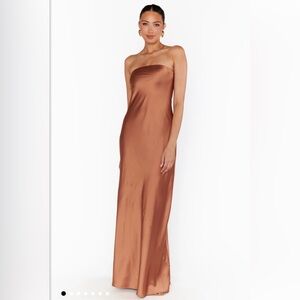Show Me Your Mumu Taylor Tube Maxi Dress - Copper Luxe Satin